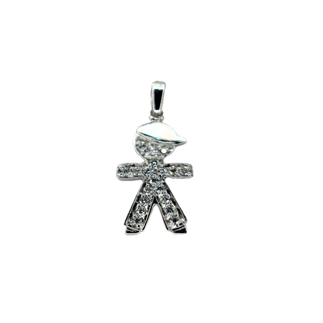 18KT White Gold Baby Pendant with Diamonds