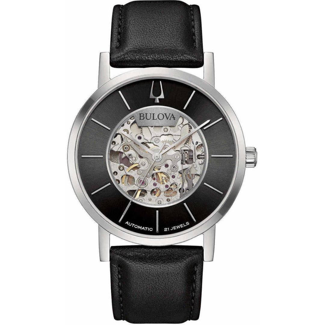 Orologio Bulova Clipper Skelethon Automatico Nero con Movimento a Vista 96A279