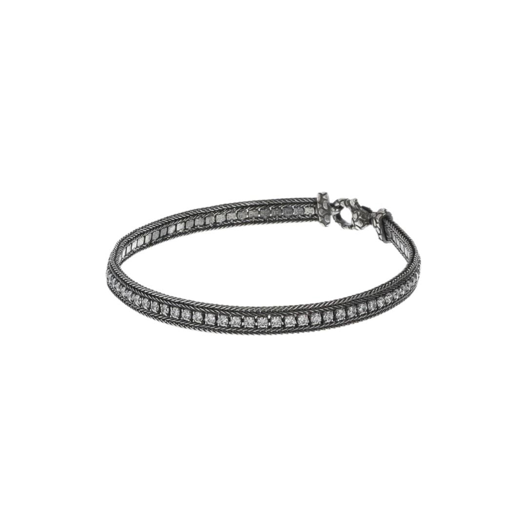 Albert M. Bracelet with Spike Chain and White Cubic Zirconia