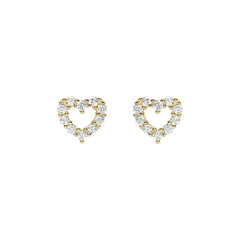 Stroili Bon Ton 9K Yellow Gold Heart Stud Earrings with Cubic Zirconia 1401791