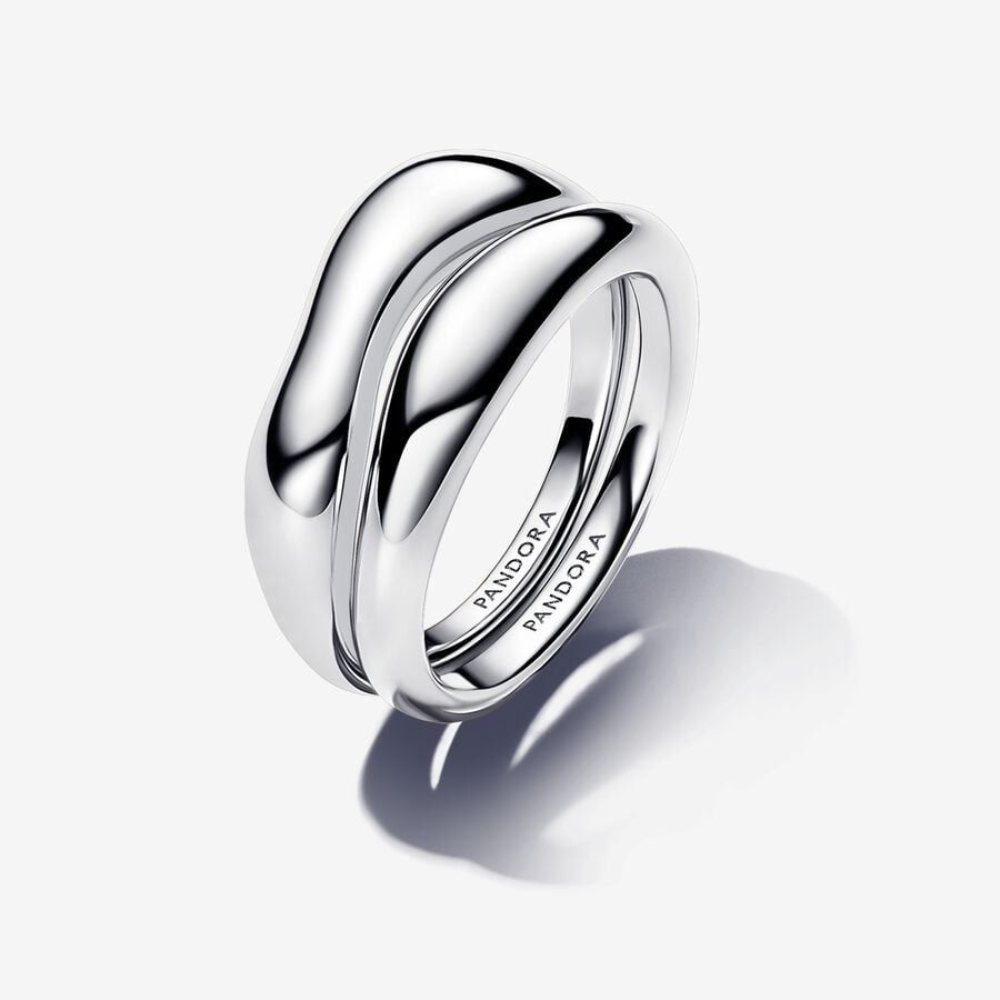Anillo de plata divisible con línea sinuosa de Pandora