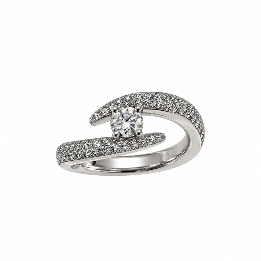 Anello Solitario Giorgio Visconti Contrarié in oro Bianco 18 KT e Diamanti Naturali AB17472F