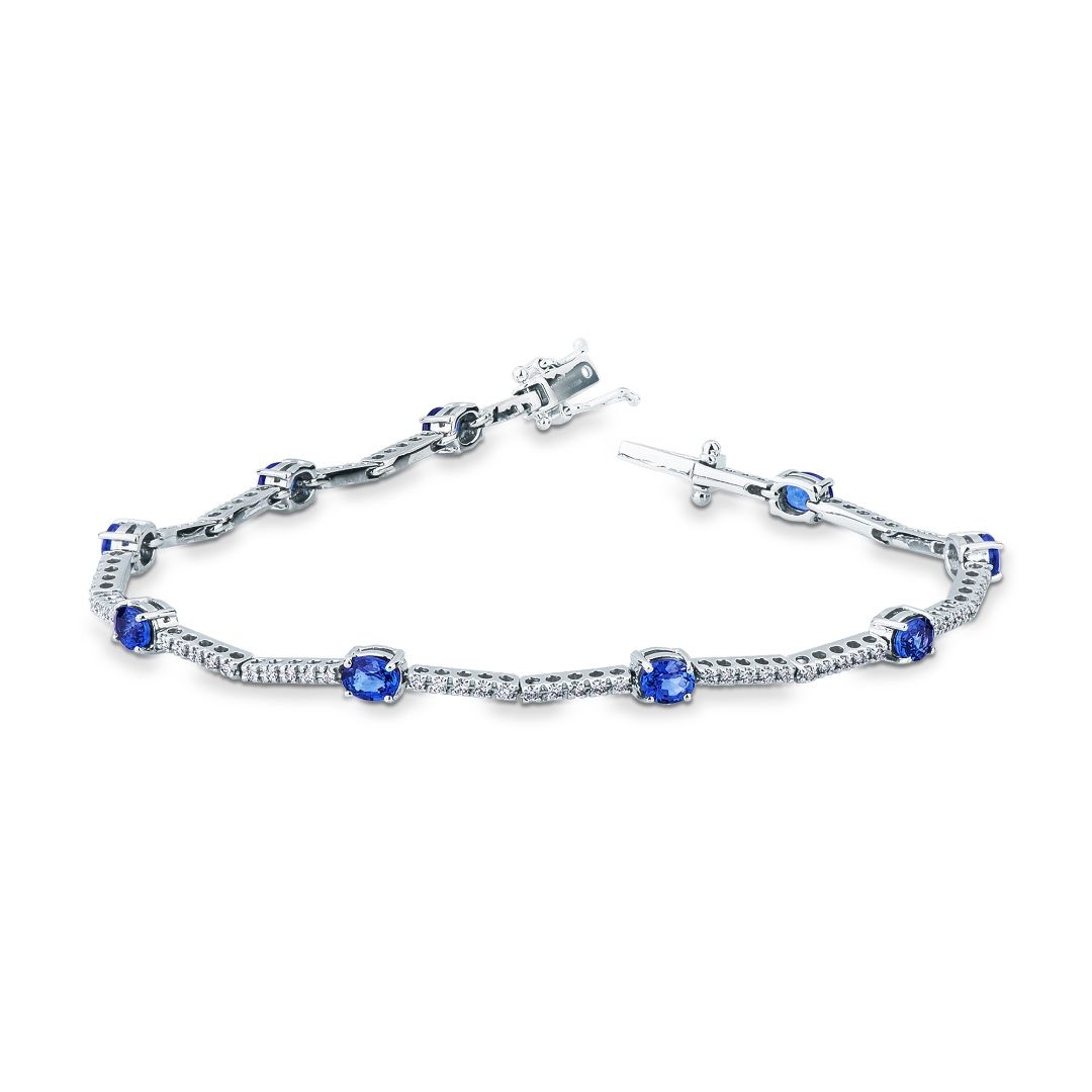 Mirco Visconti Tennis Bracelet in 18kt White Gold with Sapphires and Diamonds