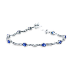 Mirco Visconti Tennis Bracelet in 18kt White Gold with Sapphires and Diamonds