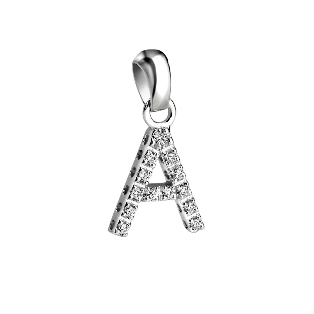Giorgio Visconti Large Initial Pendant in White Gold and Diamonds