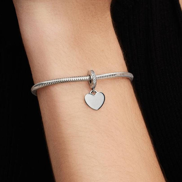 Charm Pandora Cuore Pendente Da Incidere Pietre Bianche 798761C01