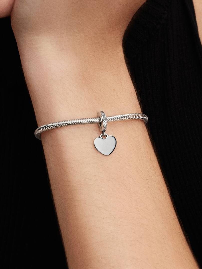 Charm Pandora Cuore Pendente Da Incidere Pietre Bianche 798761C01