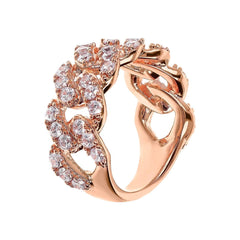 Anillo Bronzallure con cadena cuadrada y pavé de circonitas cúbicas