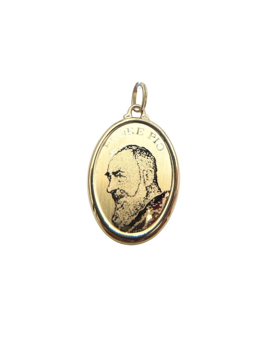 Ciondolo Medaglia Padre Pio in Oro Giallo