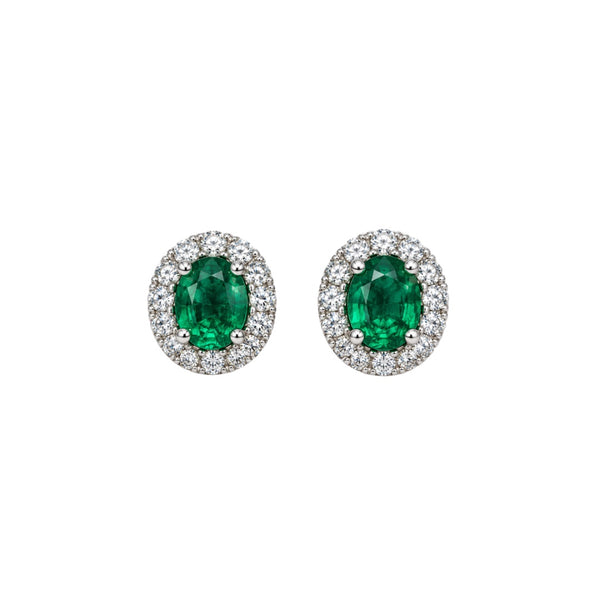 Orecchini Golay in Oro Bianco 18 KT con Smeraldi Naturali Taglio Ovale e Diamanti OCL122DISM56