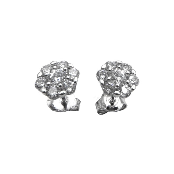 Magic Stud Earrings in 18KT White Gold and Zircons