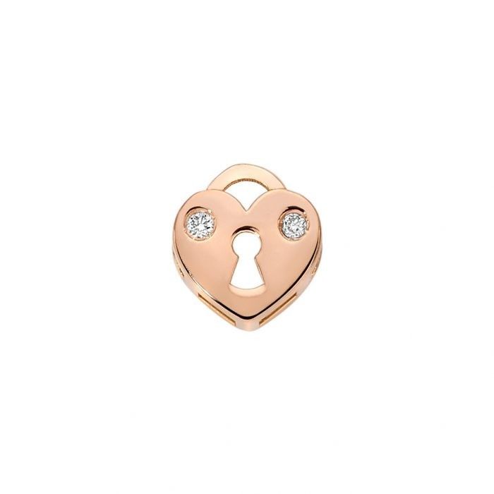 Elements Lucchetto Dell’Amore Cuore in Oro Rosa con Diamanti 0,01 ct
