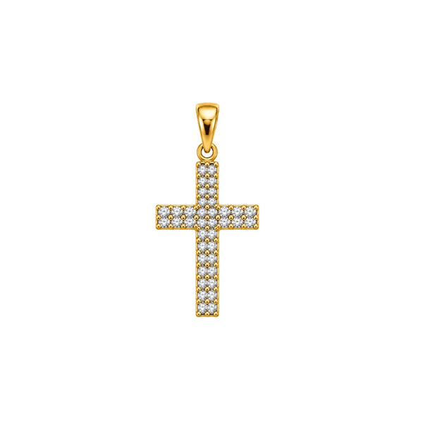 Ciondolo Handmade Croce in Oro Giallo 18 KT Reversibile Con Zirconi Bianchi e Blu CND08