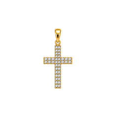 Ciondolo Handmade Croce in Oro Giallo 18 KT Reversibile Con Zirconi Bianchi e Blu CND08