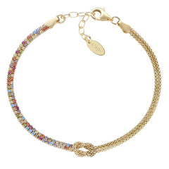 Bracciale Amen Nodo d'Amore Dorato con Zirconi Multicolor BRNOAMGMZ16