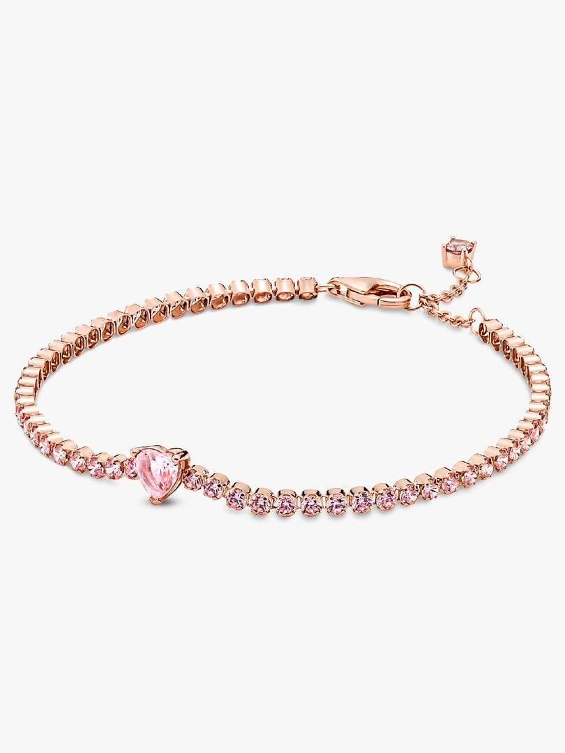 Bracciale Pandora Tennis Rosè Con Cuore In Rilievo Rosa