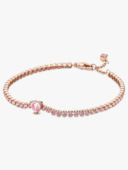 Bracciale Pandora Tennis Rosè Con Cuore In Rilievo Rosa