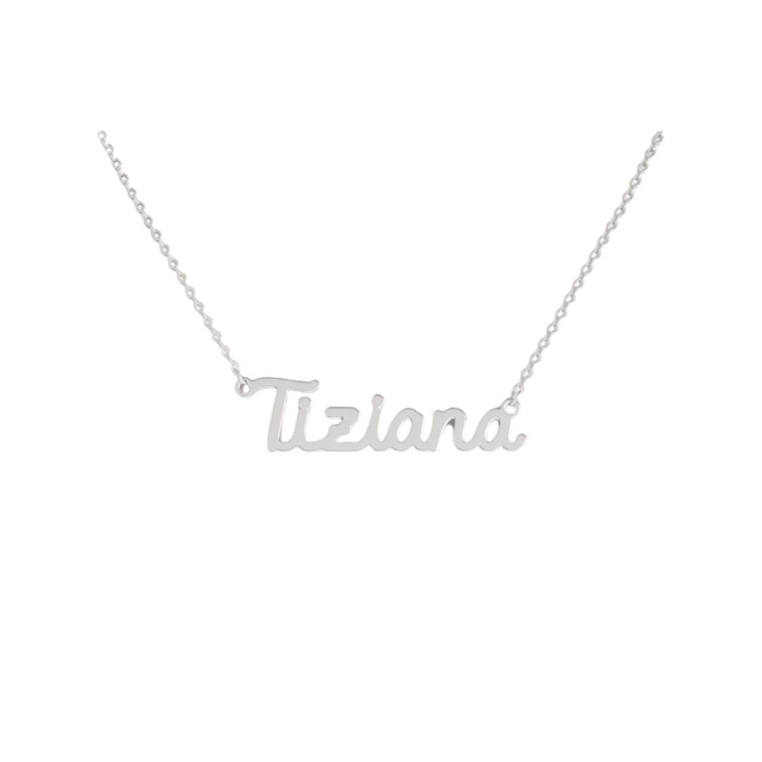 Collar con el nombre Tiziana en acero inoxidable 316