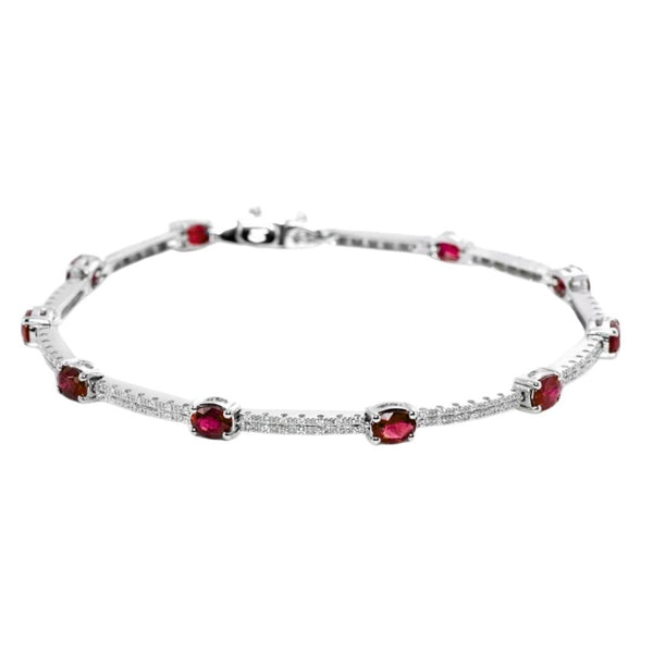 Bracciale Tennis Mirco Visconti in Oro Bianco con Rubini e Diamanti IC45/R