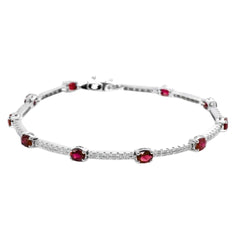 Pulsera de tenis Mirco Visconti de oro blanco con rubíes y diamantes