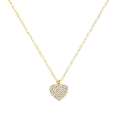 Stroili Claire 9 KT Yellow Gold Heart Necklace with Rolò Chain and Cubic Zirconia 1411983