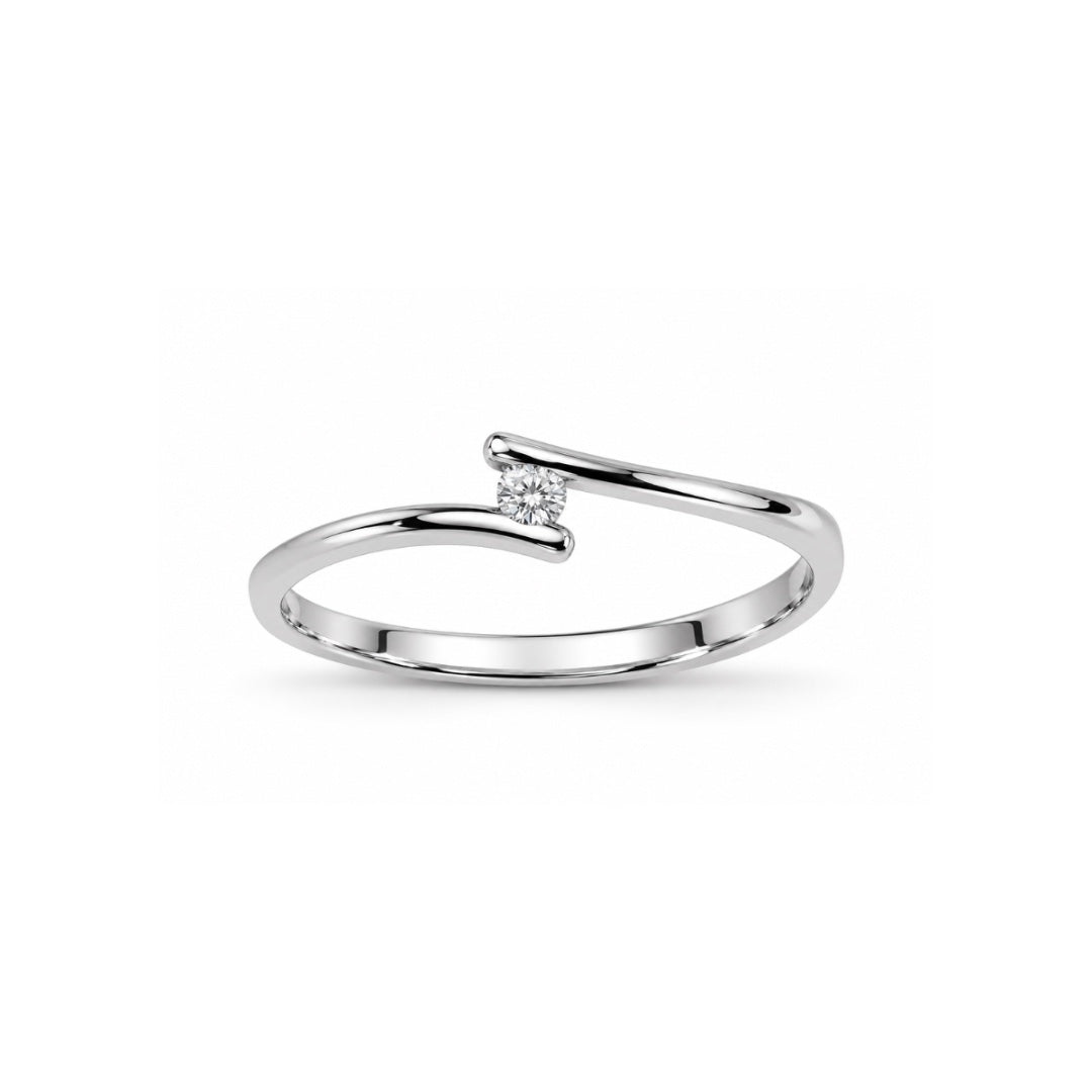 Anello Giorgio Visconti Solitario Fantasia In Oro Bianco 18 KT e Diamante Naturale AB157722