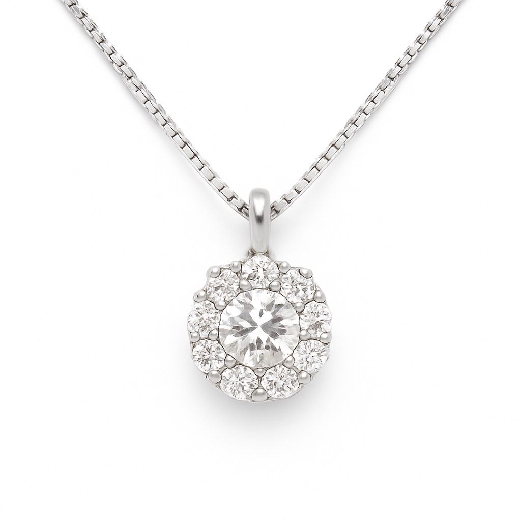 Collar Mirco Visconti Solitaire Magic en oro blanco y diamantes