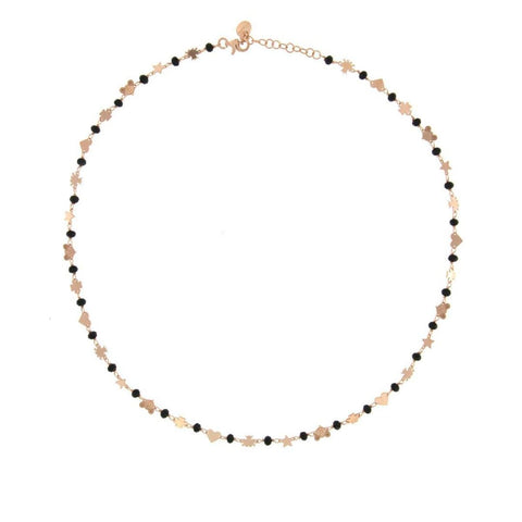 Collar de Plata Rosa con Mil Piedras y Temas Mixtos