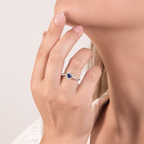 Anello Mirco Visconti con Zaffiro Taglio Cuore con Diamanti ABA1050/Z