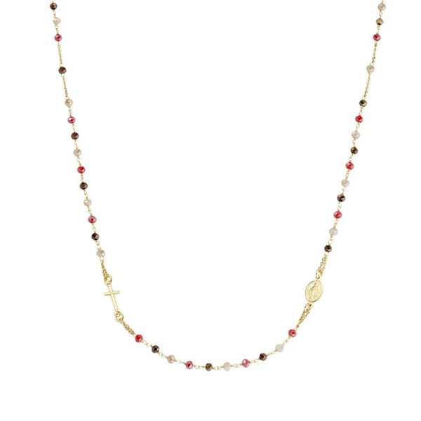 Collana Amen Rosario Girocollo Dorato Con Cristalli Multicolor CROGMM3