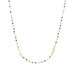 Amen Rosary Necklace Gold Choker with Multicolor Crystals