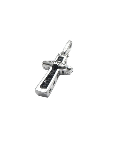 White Gold Pendant Cross with Black Spinels and White Diamonds