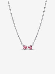 Collar Pandora con lazo rosa brillante