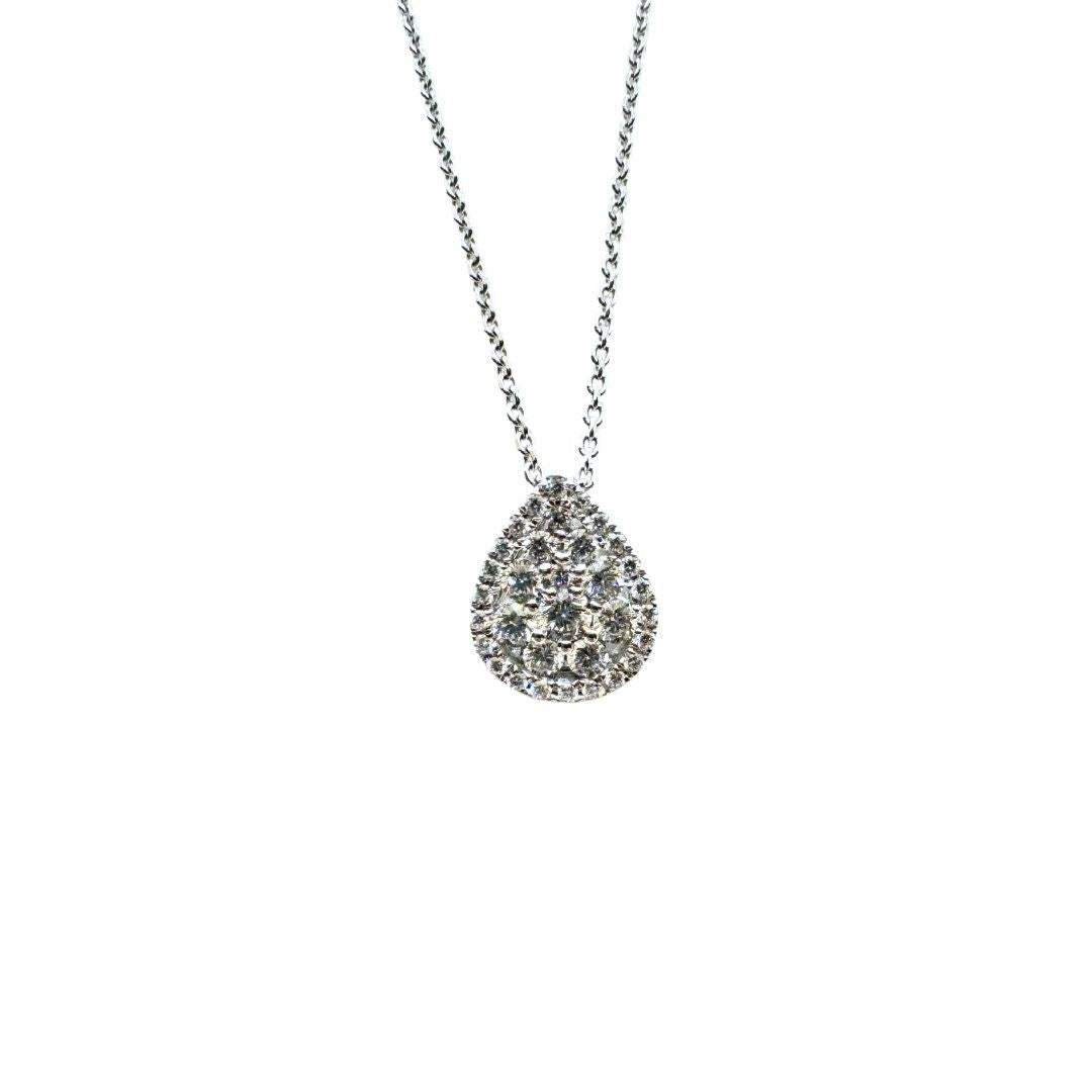 Collar Giorgio Visconti de oro blanco con colgante de gota y pavé de diamantes