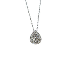 Collar Giorgio Visconti de oro blanco con colgante de gota y pavé de diamantes