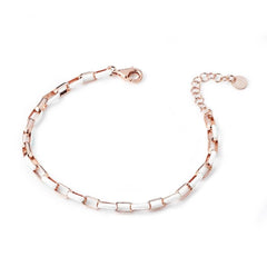Marcello Pane Oval Link Bracelet in Rose Silver and Enamel