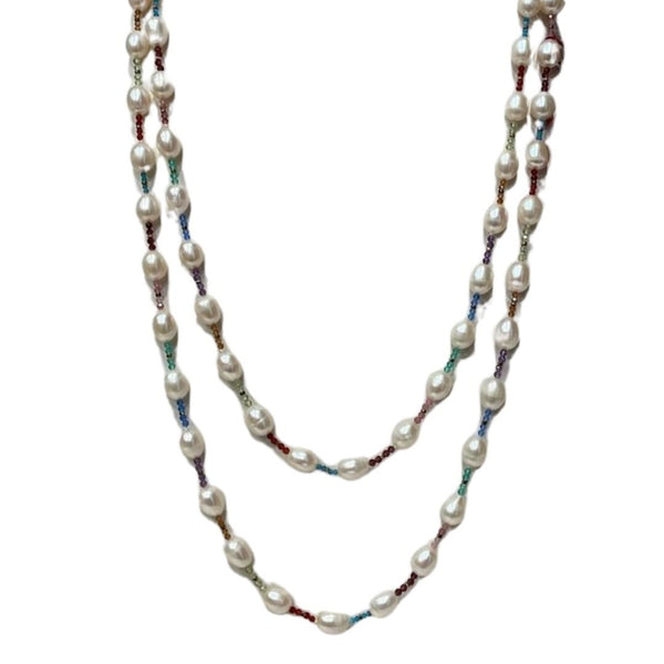Rajola Cecilia Necklace with Tourmaline, Hematite, and Pearls