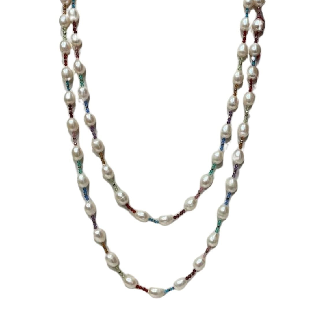 Rajola Cecilia Necklace with Tourmaline, Hematite, and Pearls