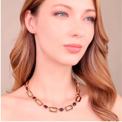 Collana Bronzallure Maglie Rettangolari E Prisma Gem Bordeaux A Baguette WSBZ02359.BRD