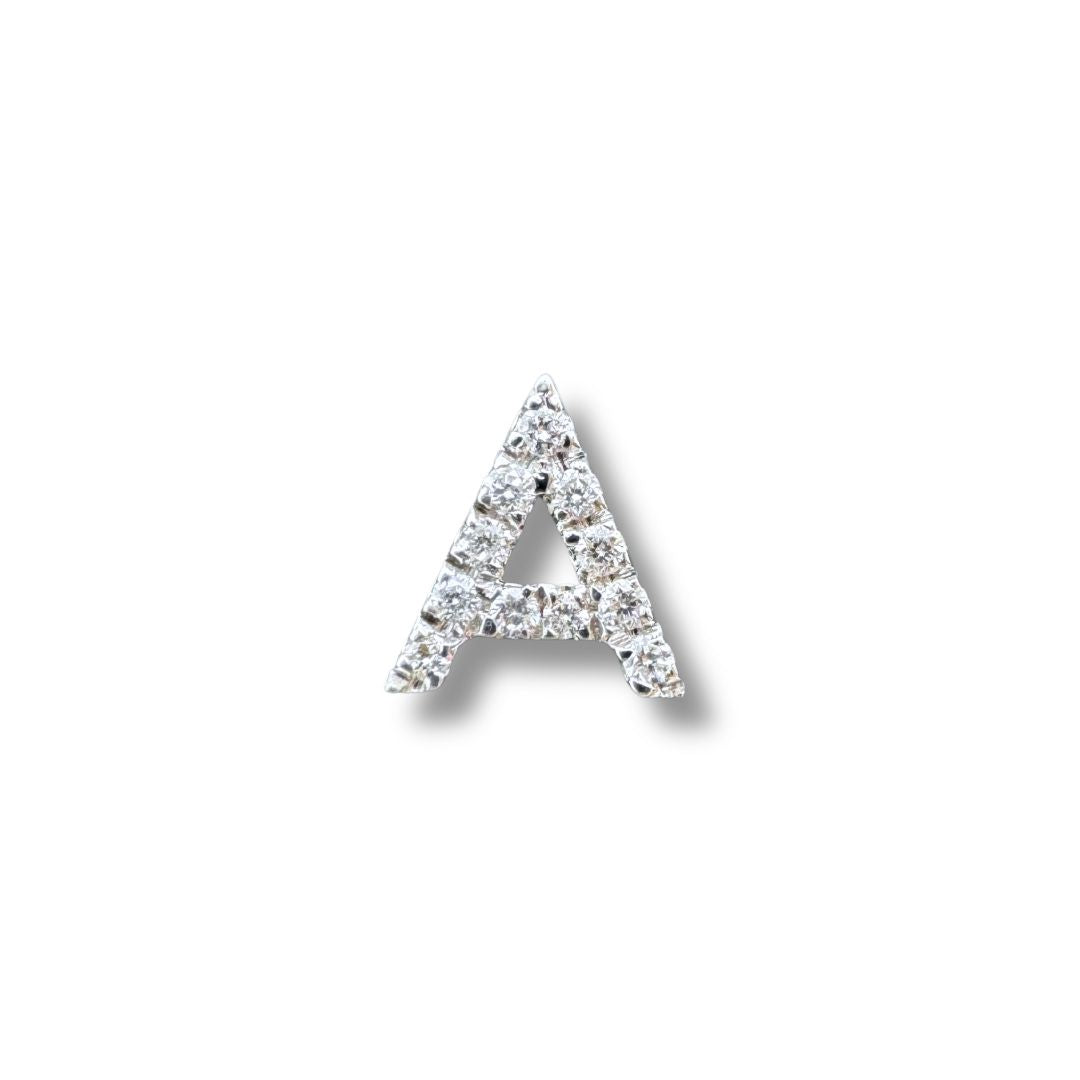 Iannelli Handmade Letter A Single Earring in Gold and Diamonds