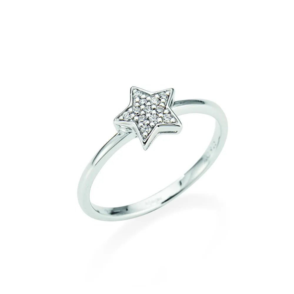 Anillo de plata Amén con estrella pavé
