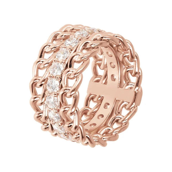 Anillo Bronzallure de cadena y eslabones muy altos con circonita cúbica