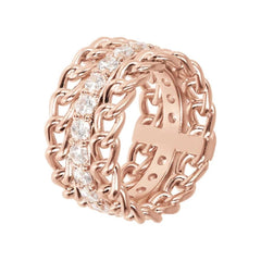 Anillo Bronzallure de cadena y eslabones muy altos con circonita cúbica