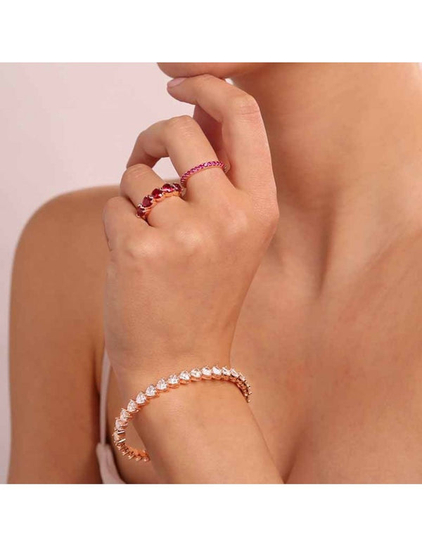 Anello Bronzallure Doppio In Golden Rose Con Pietre Rosse WSBZ01996.RED-54