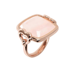 Bronzallure Ring with Square Stone and Side Hearts