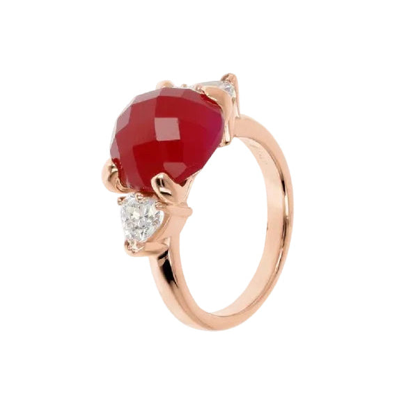 Bronzallure Felicia Ring in Golden Rose with Natural Stone and Zirconia