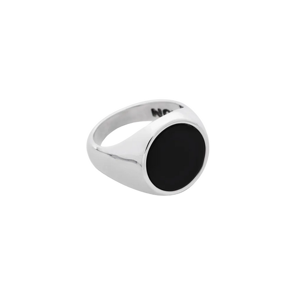 Nove25 Chevalier Round Black Enamel Ring