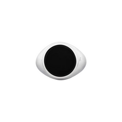Nove25 Chevalier Round Black Enamel Ring