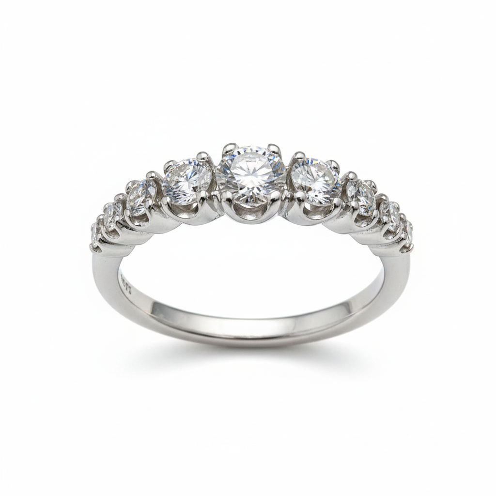 Anello Giorgio Visconti Veretta a Scalare in Oro Bianco e Diamanti AB16949D