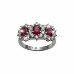 Giorgio Visconti Trilogy Ring in White Gold with Rubies and Diamonds